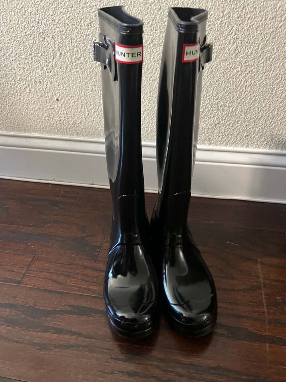 Hunter Original Tall Gloss Rain Boots Size 9 Black
